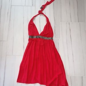 RED VINTAGE VACATION SUMMER DRESS